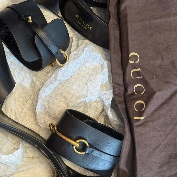 Authentic Like New - Gucci Lifford Ursula Heels in Black with Horsebit Straps - Picture 7 of 11